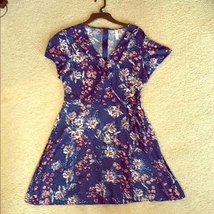 Blue Floral Dress, wrap front